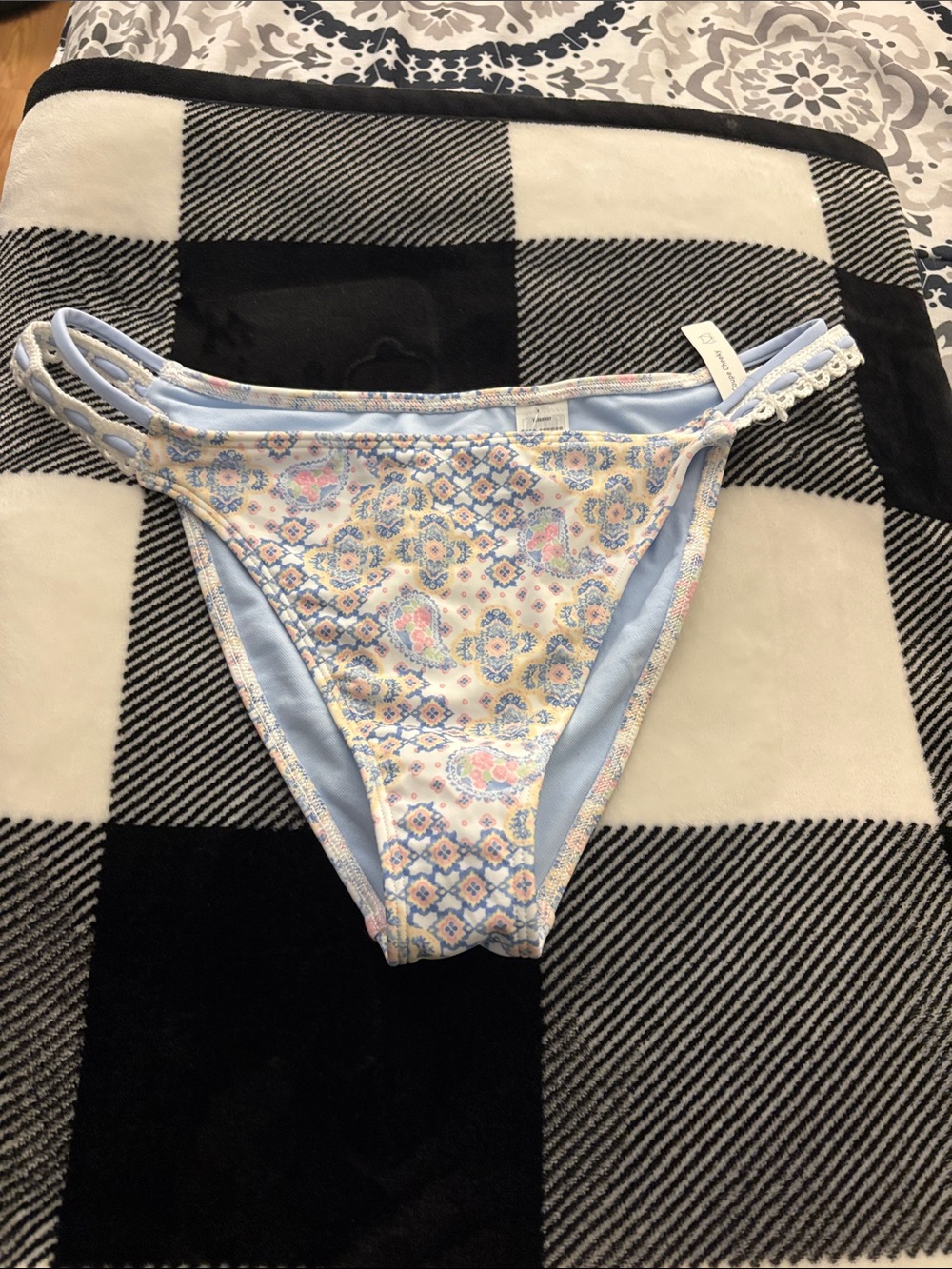 H&M Light Blue Floral Print Top